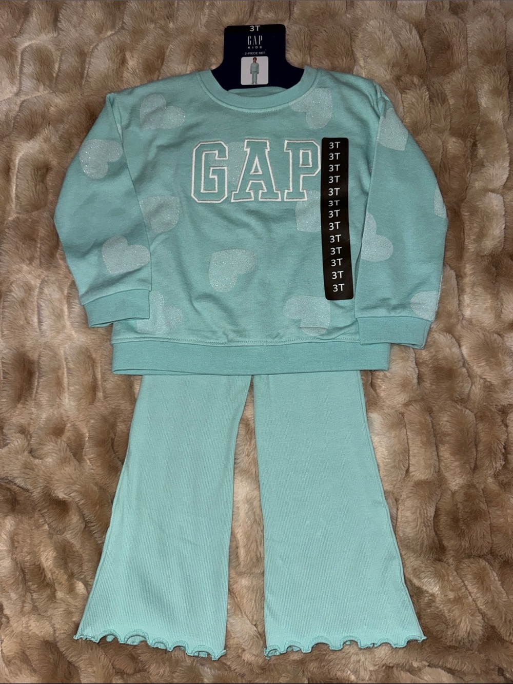 GAP Mint Green Heart Logo Pajama Set